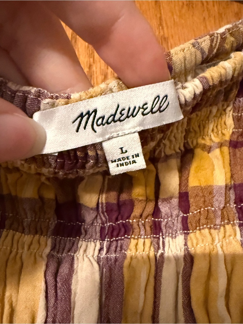 Madewell Smocked Boatneck Maxi Dress in Plaid Seersucker size large - Picture 4 of 6